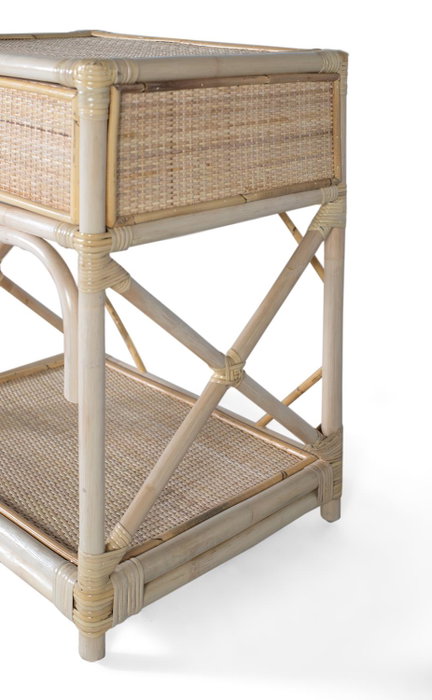 GINER Y COLOMER Table de Noche en Rotin Naturel - Buffet de Chevet avec Dimensions 50x40x60 cm, Meuble de Chambre sans Montage